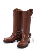 Women's Brown Leather Buckle Boots | Derimod