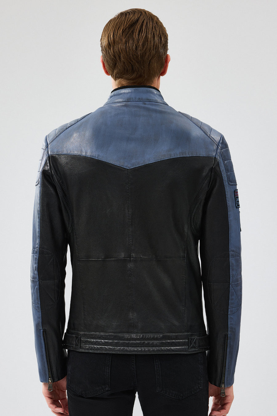 Takeoff Men's Blue Slim-Fit Leather Jacket