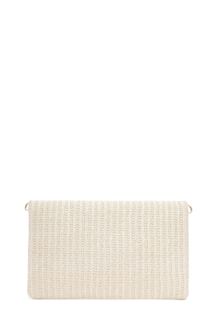 Women's Cream Long Chain Strap Straw Clutch Bag