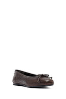 Woman Brown Patterned Leather Babet | Derimod