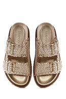 Kadın Bronz Kalın Tabanlı Metalik Terlik | Derimod