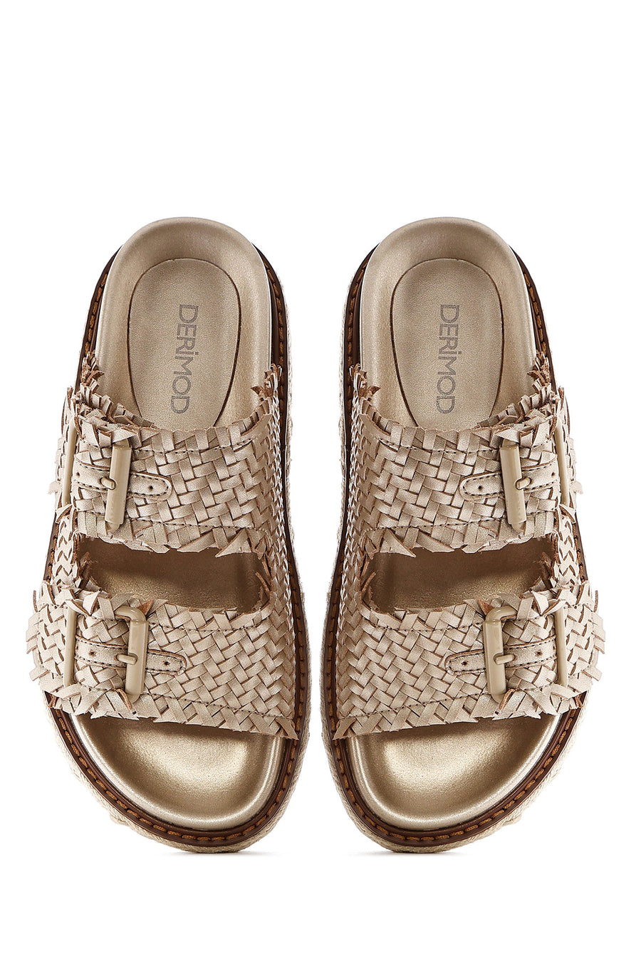 Women's Bronze Thick Soled Metallic Slippers