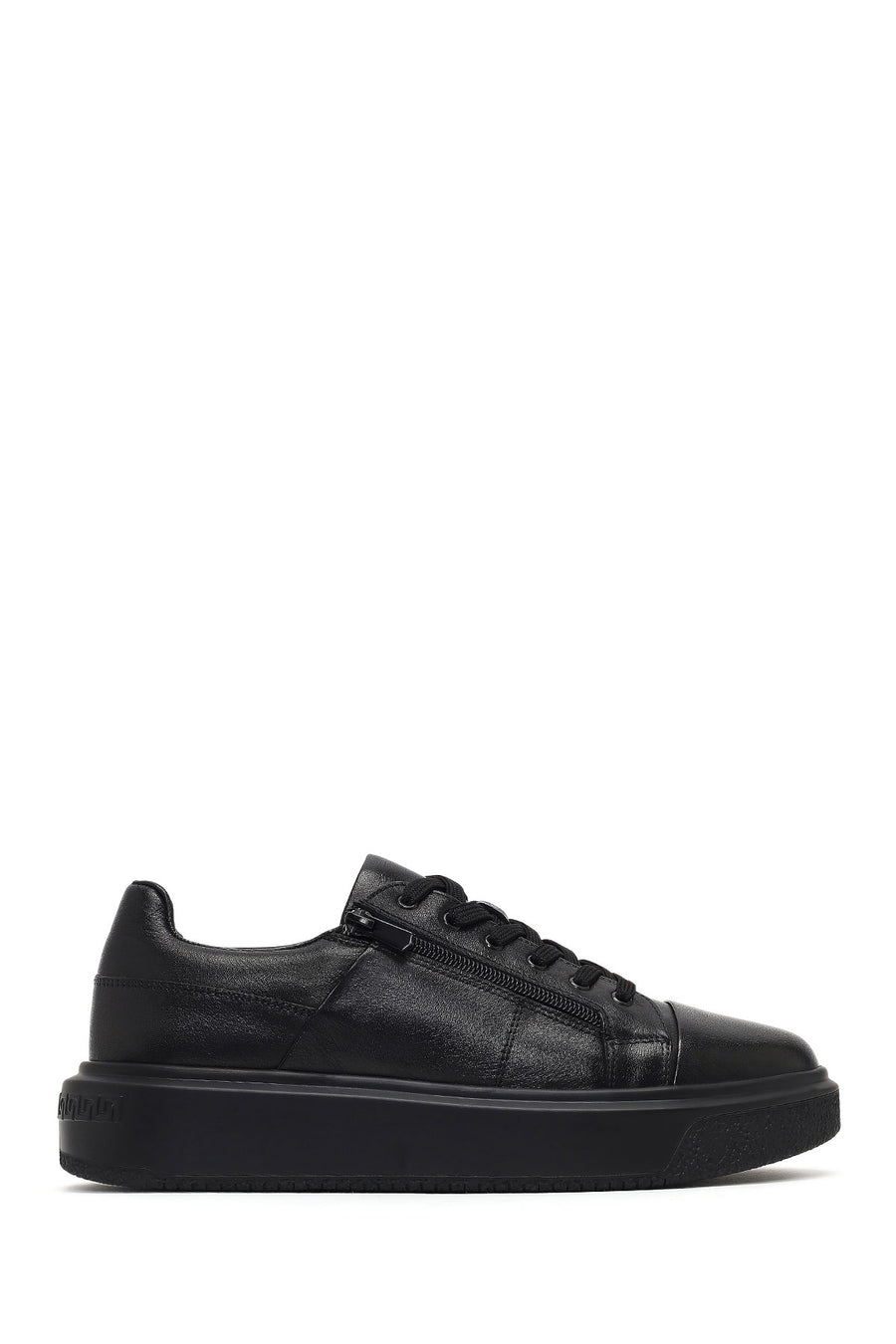 Erkek Siyah Bağcıklı Kalın Tabanlı Deri Sneaker 25WFD612918 | Derimod