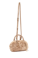 Women's Cream Long Strap Accessory Detailed Plush Mini Handbag | Derimod