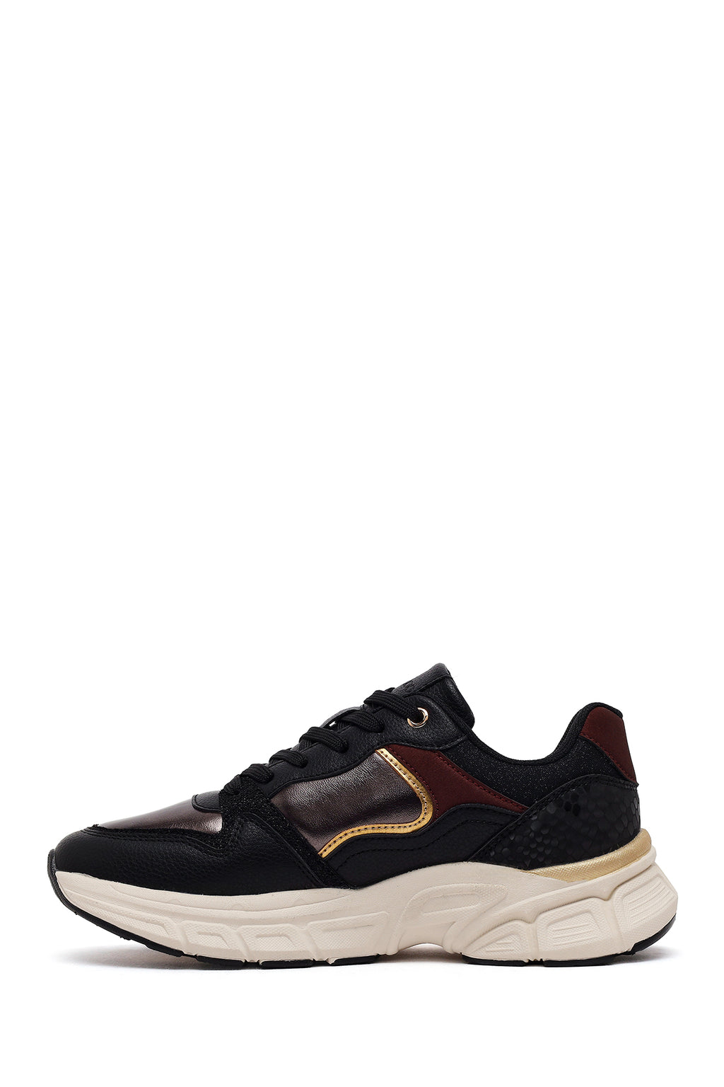 Kadın Siyah Bağcıklı Kalın Tabanlı Sneaker
