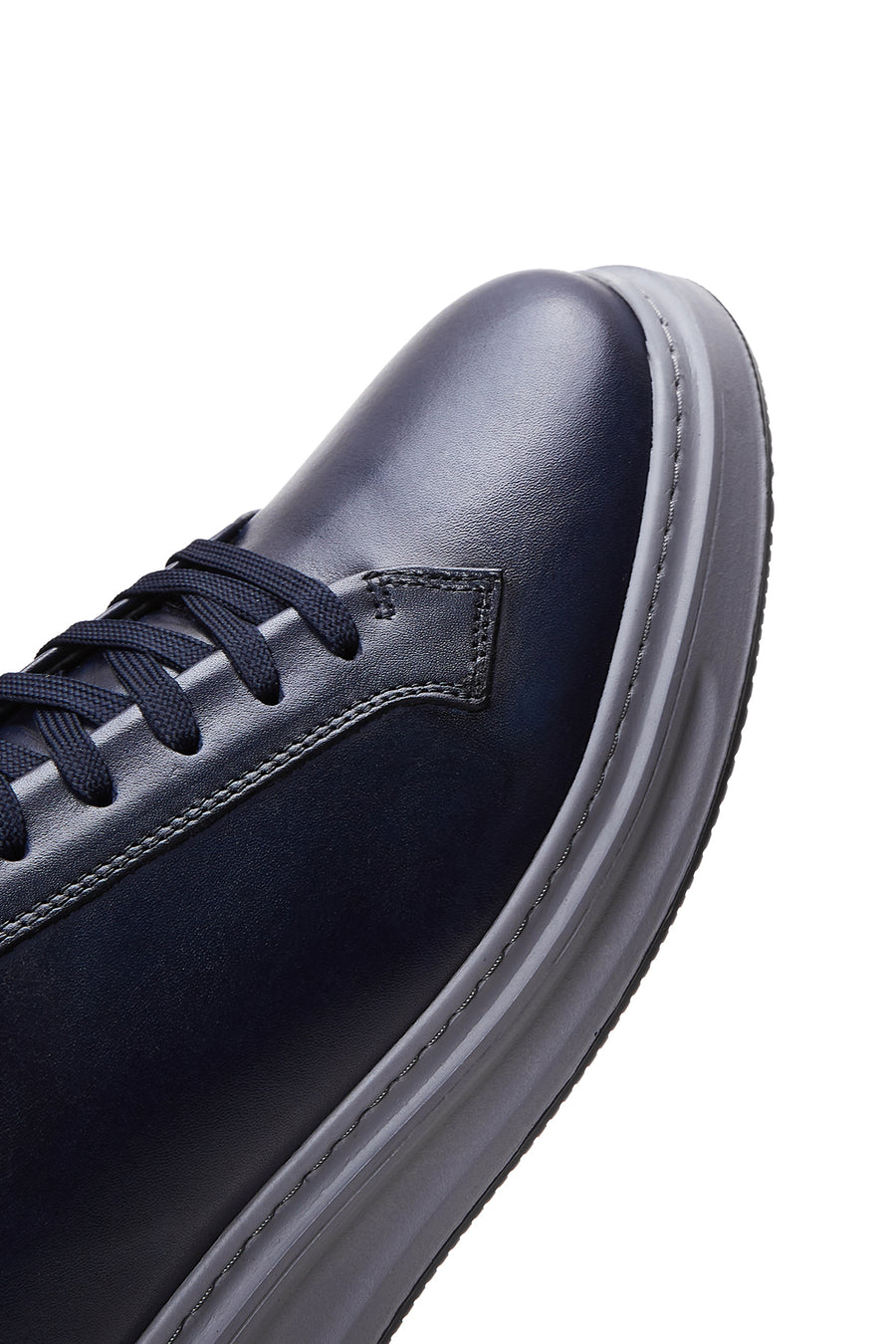 Erkek Lacivert Deri Kalın Tabanlı Sneaker