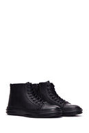 Men's Black Leather High Top Sneaker | Derimod