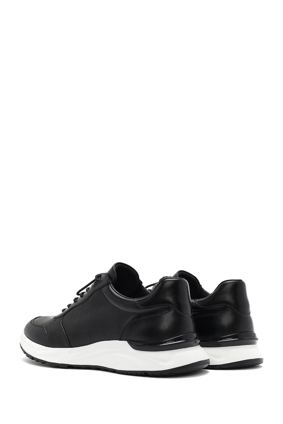Men's Black Lace-Up Leather Casual Sneaker