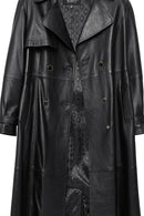 Jenny -X Women's Black Belt Detailed Leather Trench Coat | Derimod