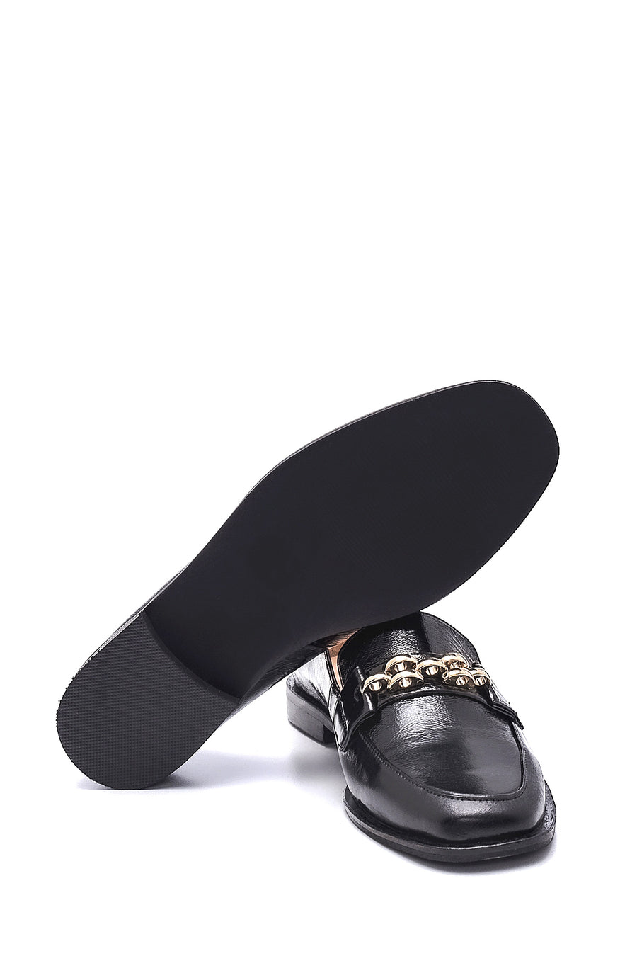 Kadın Deri Zincirli Rugan Loafer