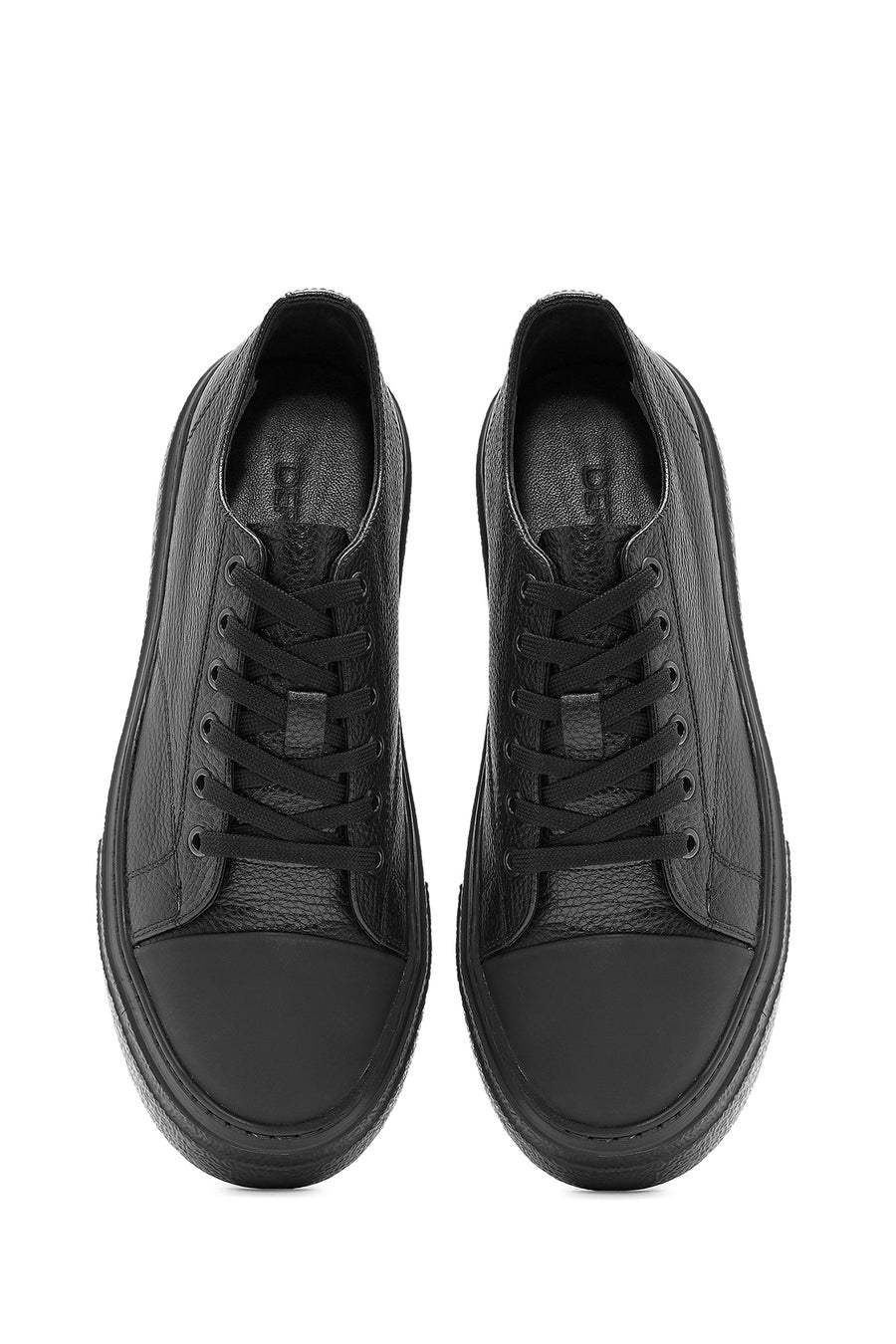 Men's Black Lace-up Leather Sneaker