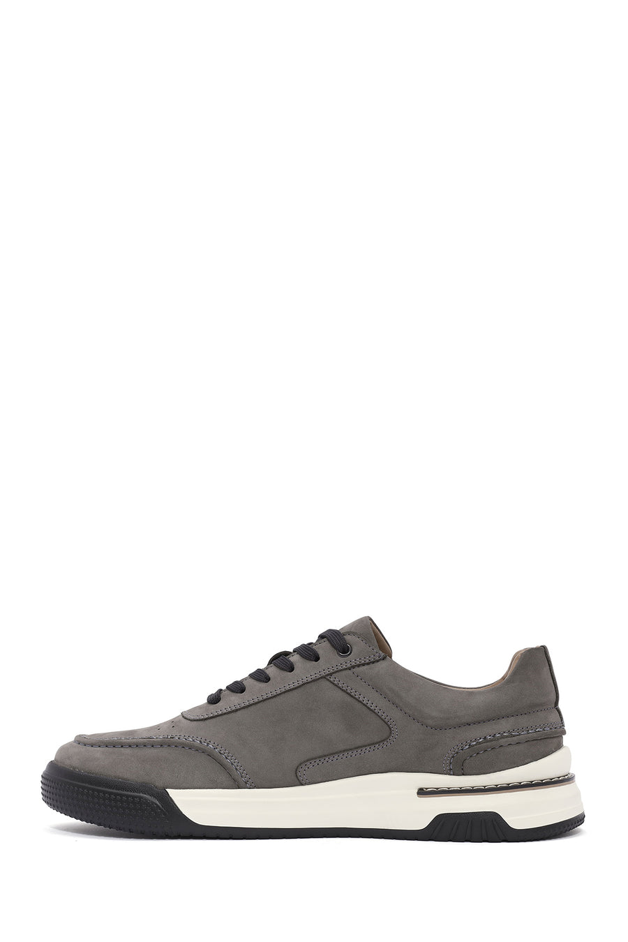Erkek Gri Bağcıklı Nubuk Deri Sneaker