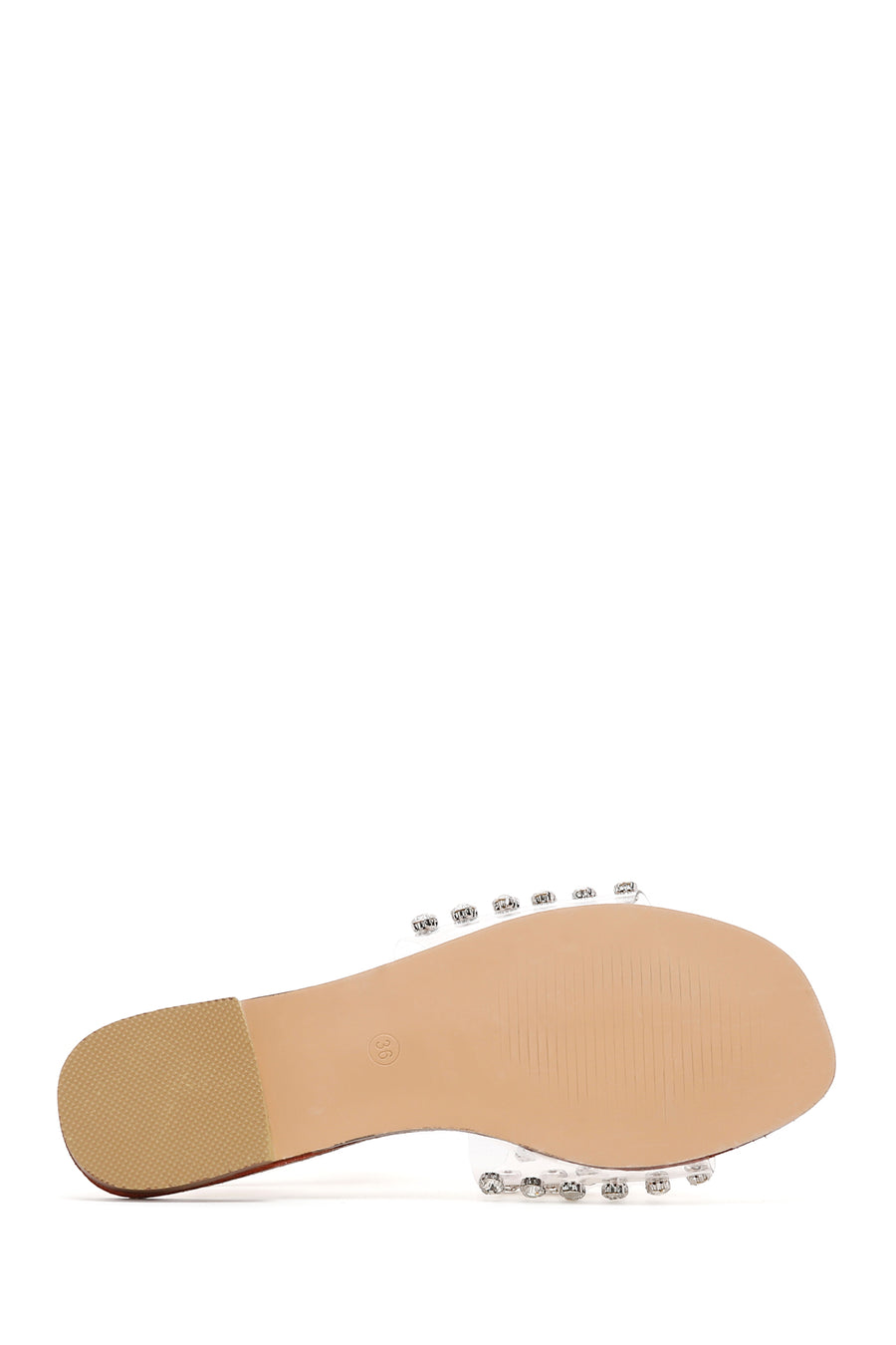 Women's White Transparent Stone Flat Slippers