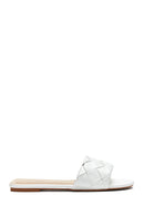 Kadın Beyaz Örgülü Düz Terlik | Derimod