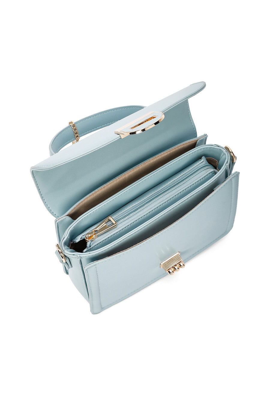 Women's Blue Long Strap Crossbody Bag with Accessory Detail