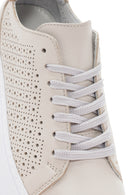 Women's Beige Thick Sole Lace Up Leather Sneaker | Derimod