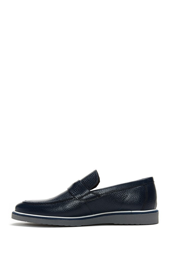 Erkek Lacivert Deri Casual Loafer