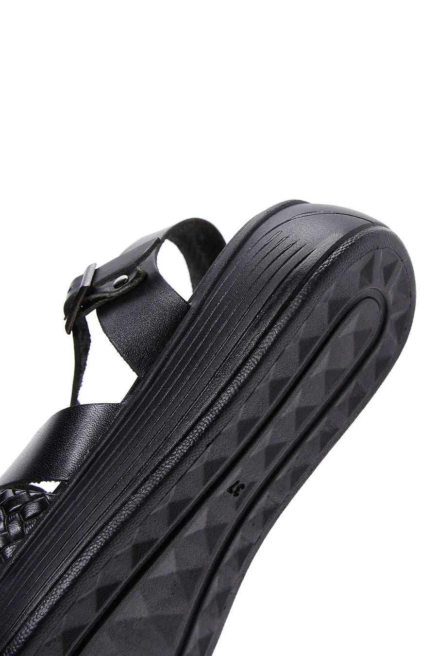 Kadın Siyah Deri Kalın Tabanlı Comfort Sandalet