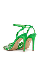 Women's Green Stone Thin Heel Sandals | Derimod