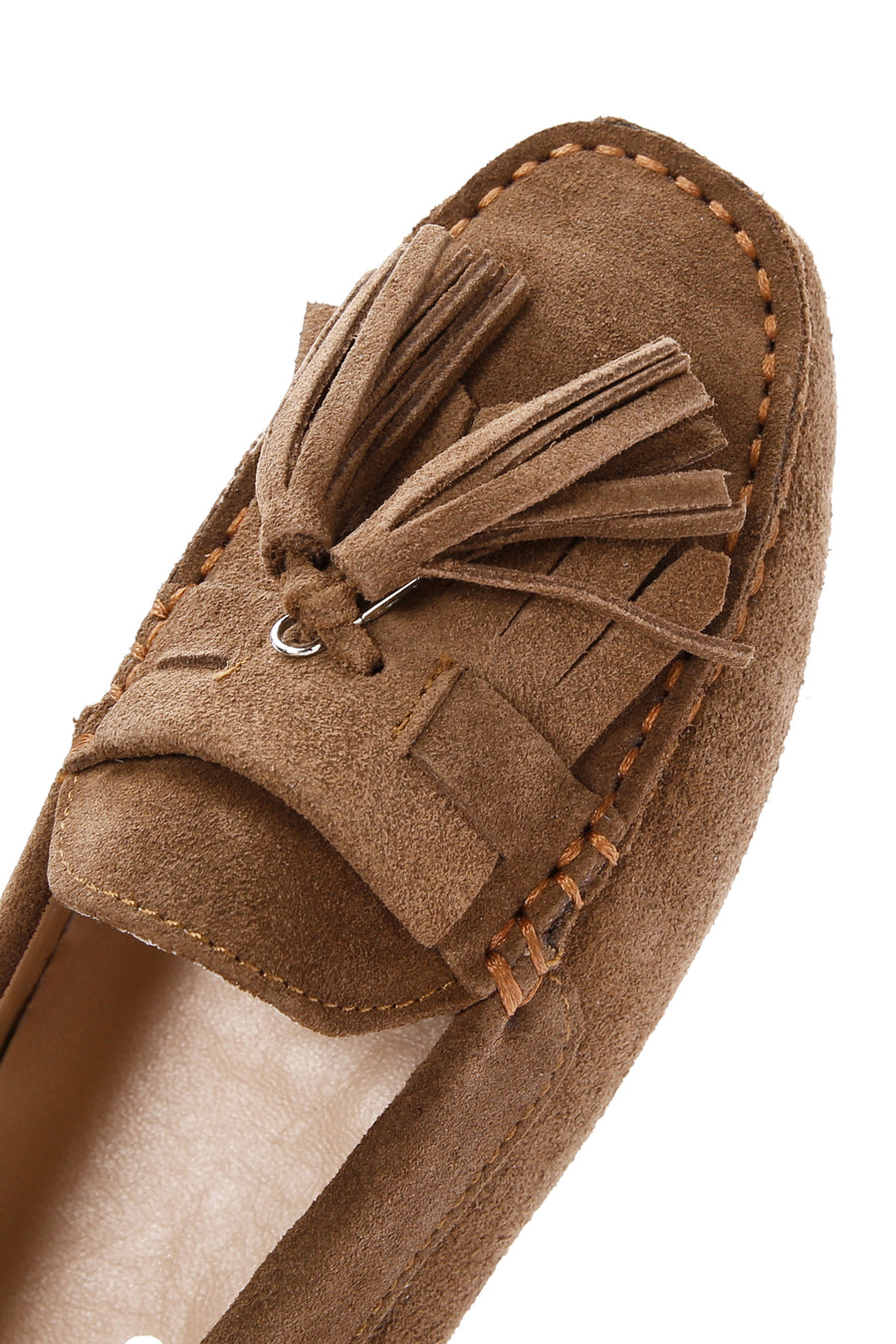 Women's Tan Tassel Suede Leather Loafer