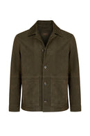 Ruiz Male Green Suede Leather Jacket | Derimod