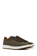 Men's Green Lace-Up Nubuck Leather Sneaker | Derimod