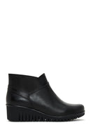 Women's Black Zippered Leather Comfort Boots | Derimod