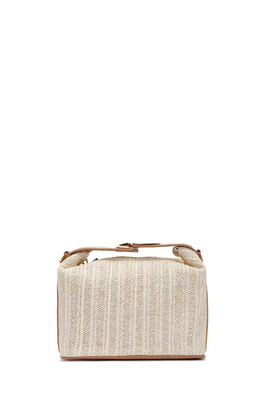 Women's Cream Long Strap Straw Handle Bag