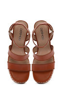 Kadın Taba Bilekten Tokalı Dolgu Topuklu Espadril Sandalet | Derimod