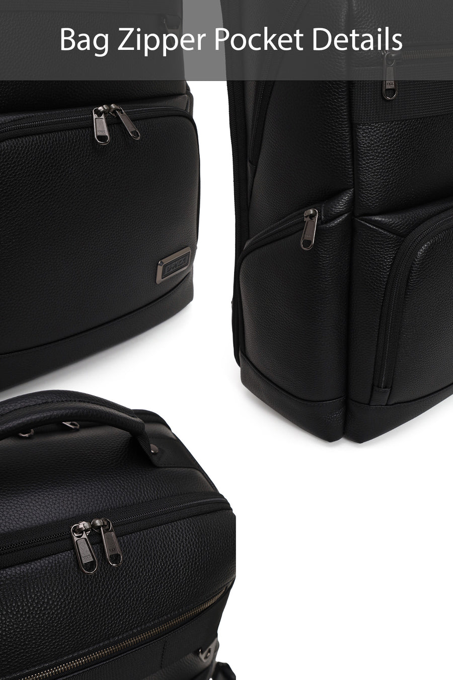 D-Pack Unisex Black Leather Backpack