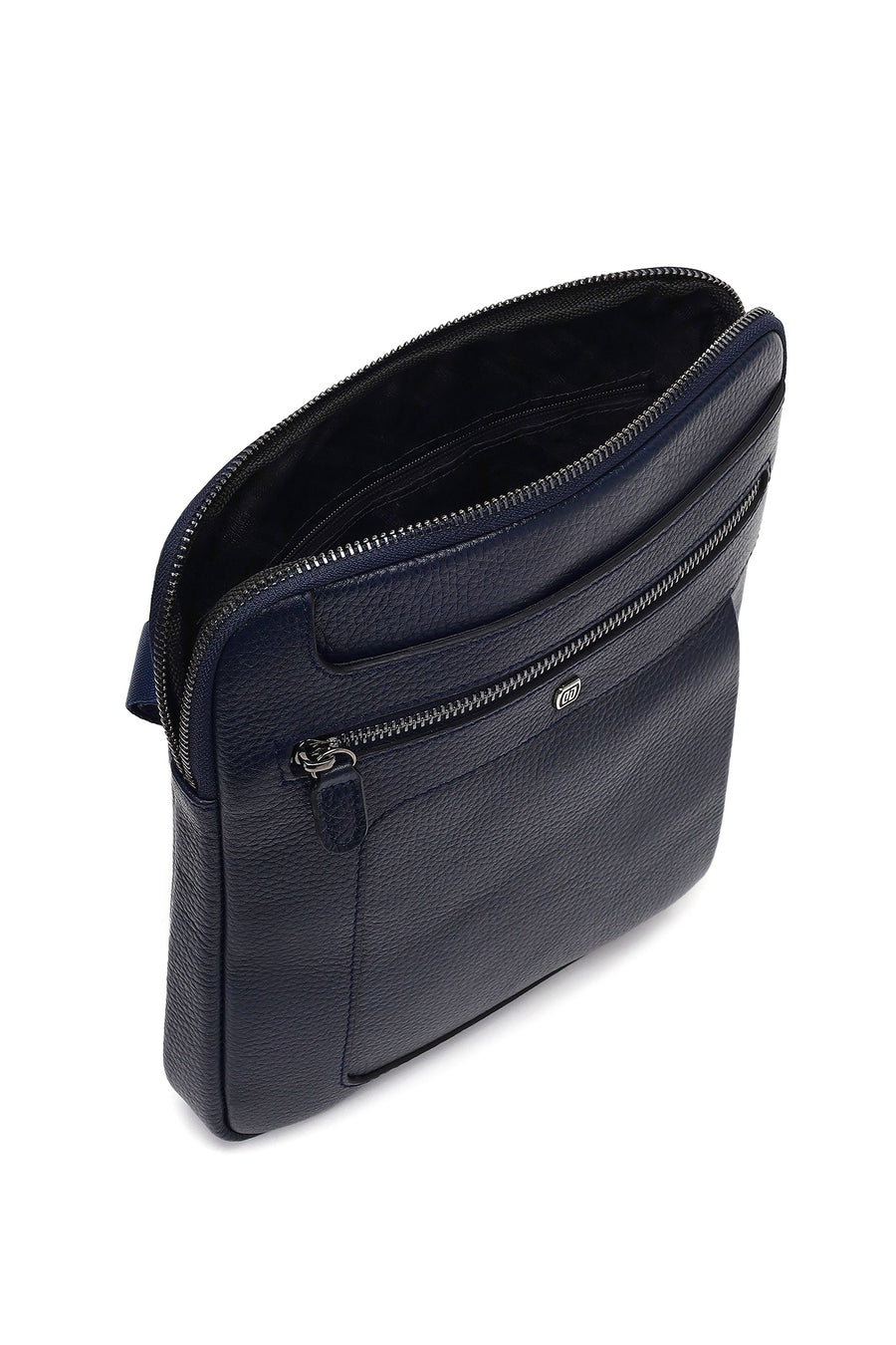 Men's Navy Blue Long Strap Leather Shoulder Bag