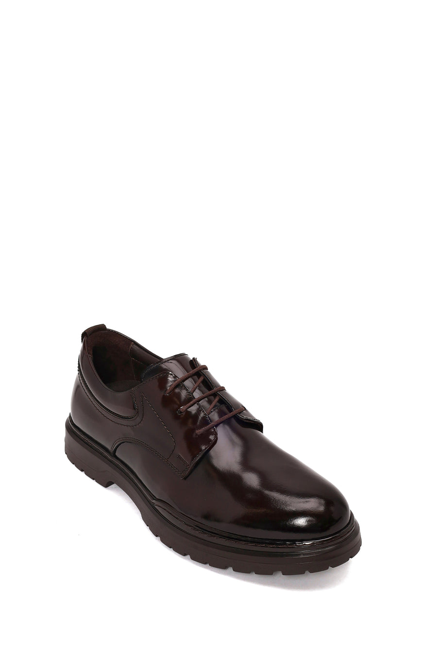 Male Brown Lace-up Thick-Soled Leather Casual Shoes