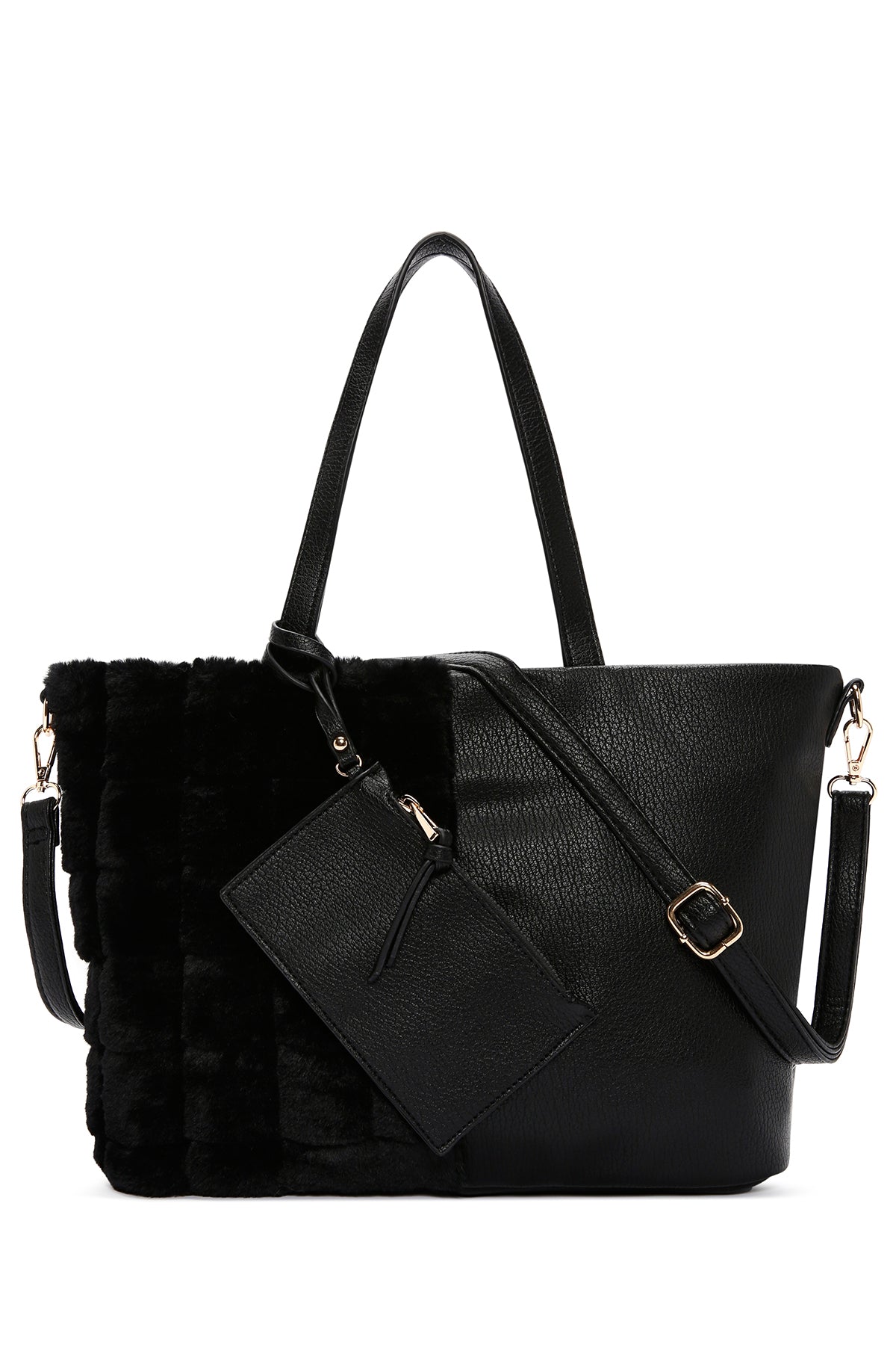 Women's Black Long Strap Plush Handbag 23WBD2658PH | Derimod