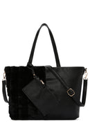 Women's Black Long Strap Plush Handbag | Derimod