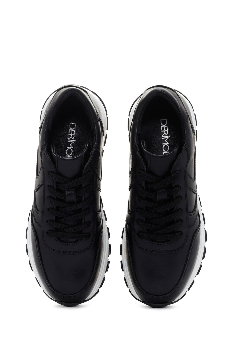 Kadın Siyah Kalın Tabanlı Deri Sneaker