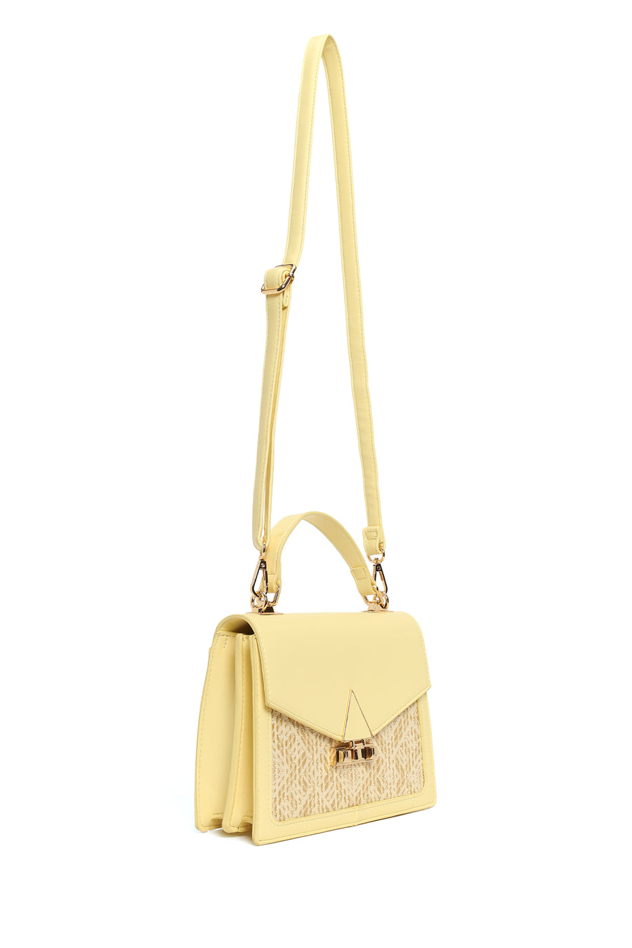 Women's Yellow Long Strap Patterned Shoulder Bag