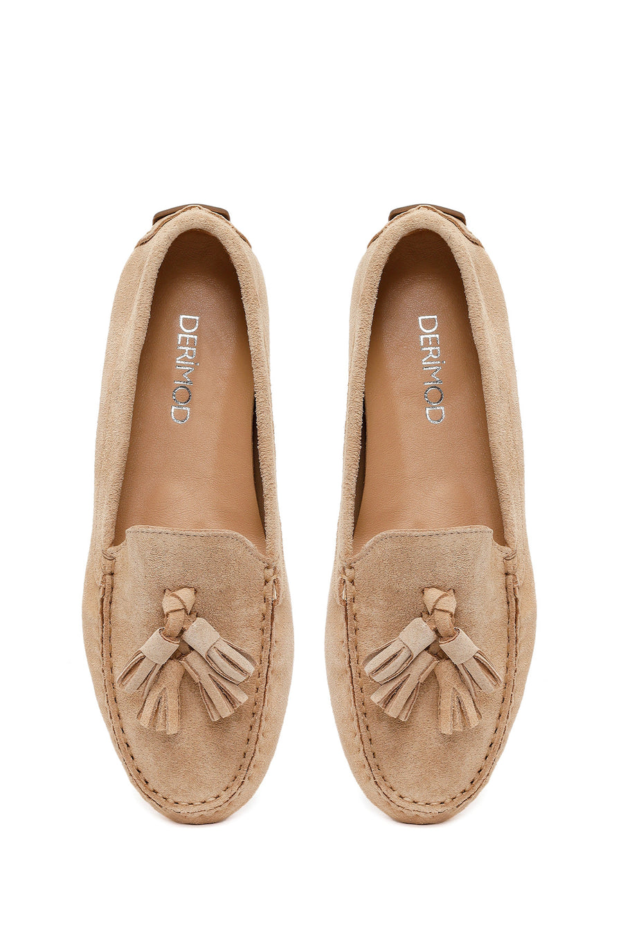 Woman Beige Fringed Suede Loafer