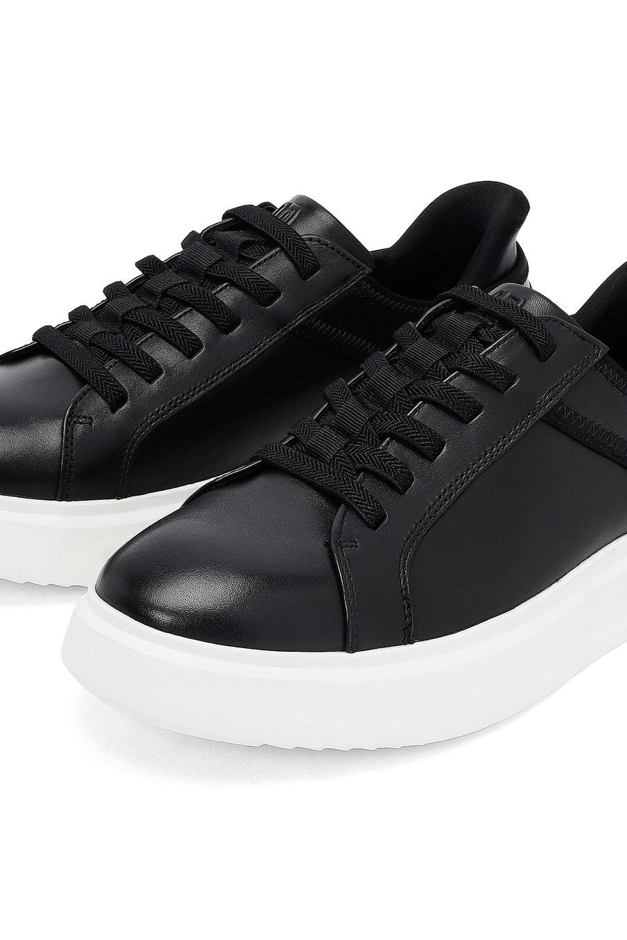 Erkek Siyah Bağcıklı Kalın Tabanlı Deri Sneaker