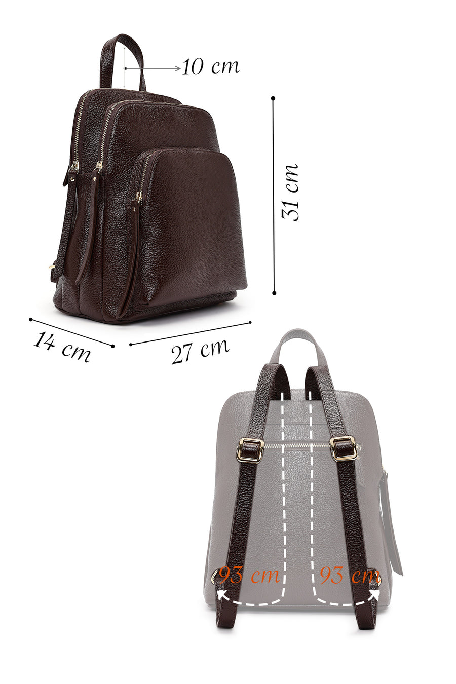 Women's Brown Leather Backpack