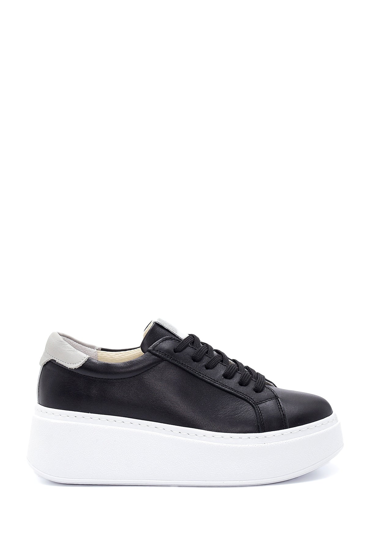 Kadın Siyah Deri Kalın Tabanlı Sneaker 22SFD371018 | Derimod
