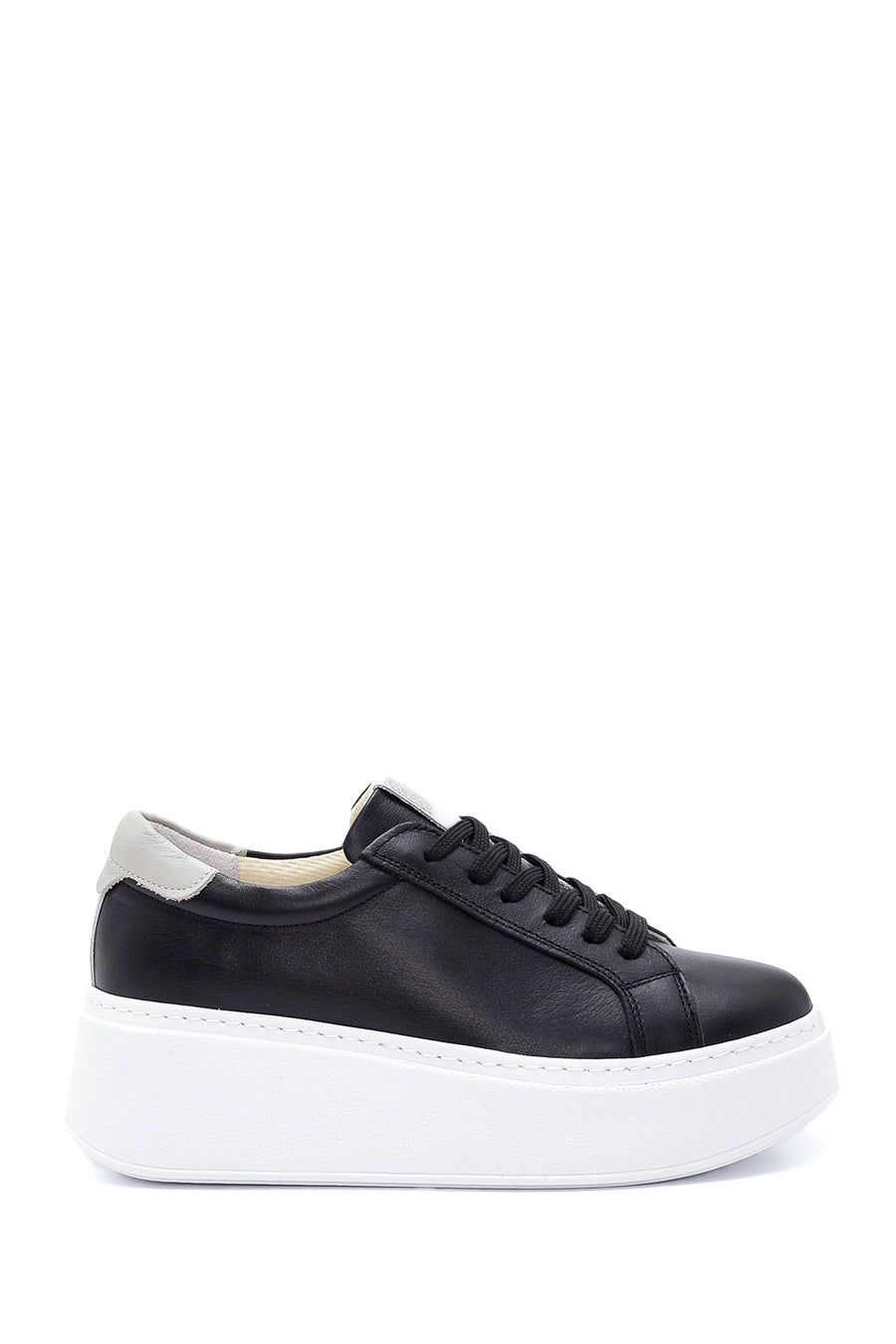 Kadın Siyah Deri Kalın Tabanlı Sneaker 22SFD371018 | Derimod