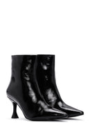 Women's Black Patent Leather Thin Heeled Boots | Derimod