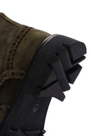 Men's Khaki Suede Leather Zippered Boots | Derimod