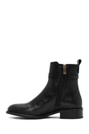 Women's Black Zippered Leather Boots | Derimod