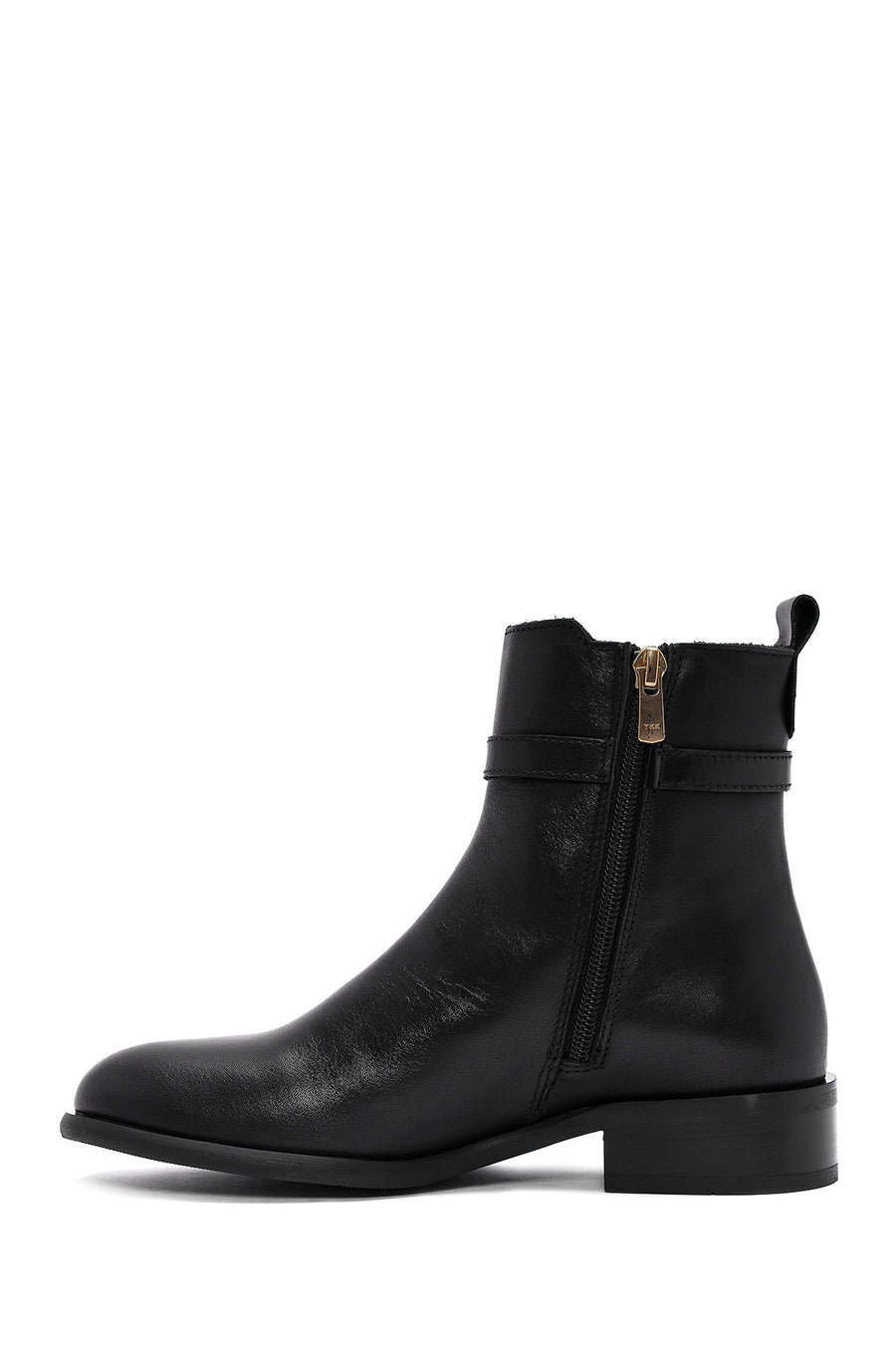 Women's Black Zippered Leather Boots