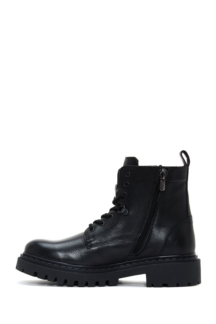 Men's Black Leather Zippered Casual Boots