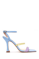Women's Multicolored Leather Heeled Sandals | Derimod