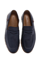 Men's Navy Blue Leather Casual Loafer | Derimod