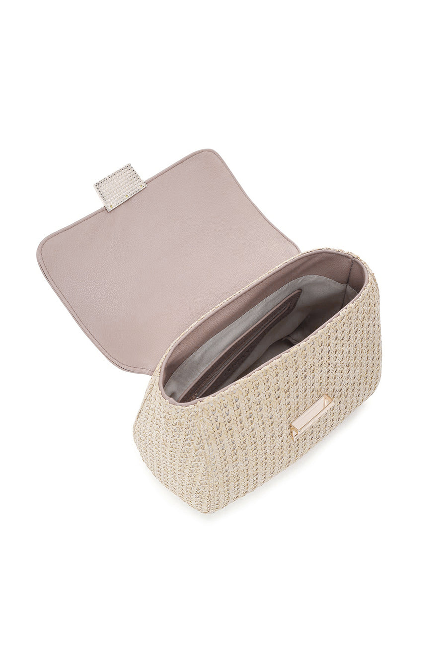 Woman Cream Long Strap Straw Underarm Bag