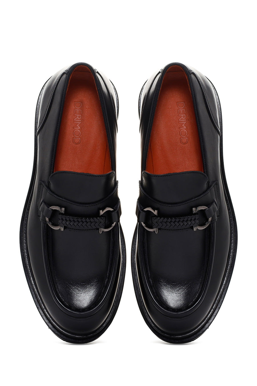Erkek Siyah Deri Tokalı Casual Loafer